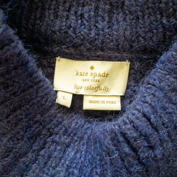 Kate Spade soft and warm blue and black leopard print sweater with a mock neck. - Picture 4 of 8